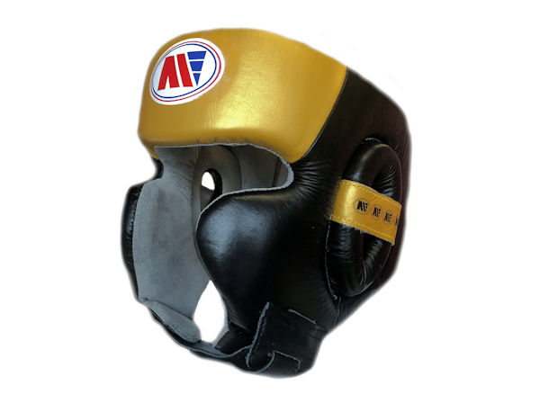Main Event Pro Spar Head Guard with Cheek Protector Gold Black